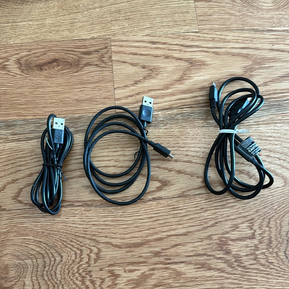 USB A to Micro USB Cords - Set of 3